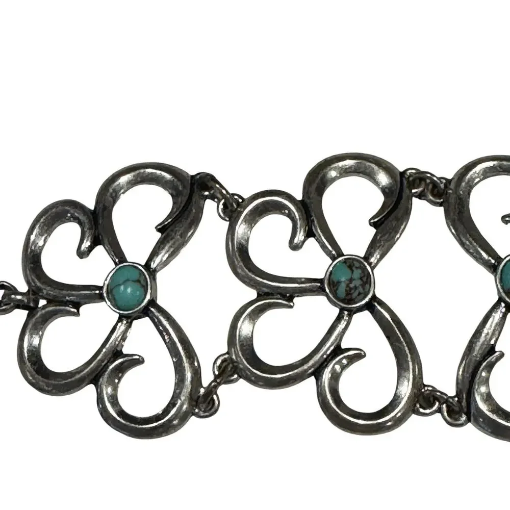 Lucky Brand Silver & Faux? Turquoise Stone Chunky WideToggle Bracelet - Picture 6 of 9